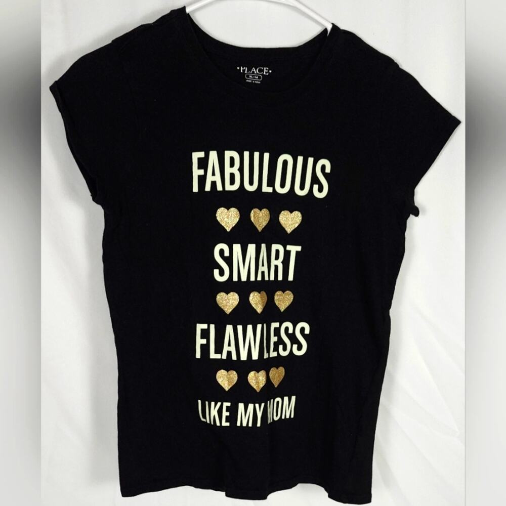 T-Shirt Short Sleeve Glow in the Dark Sz. 14 / XL, Black Girl's